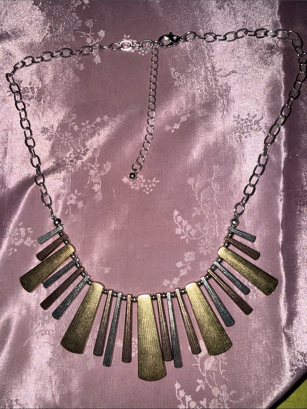 Statement Two-Tone Gold & Silver Fringe Necklace